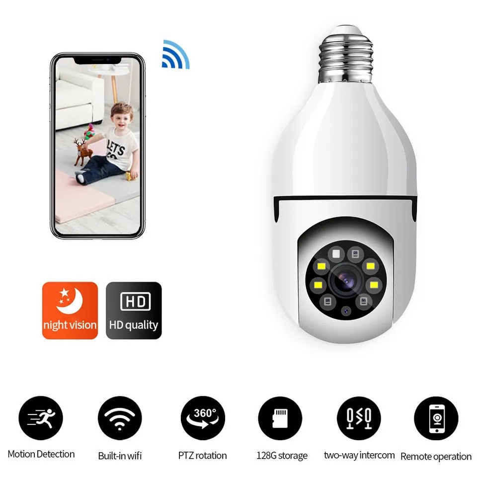 Kamera CCTV Lampu CCTV Wireless V380 PRO Alarm Pendeteksi Gerak