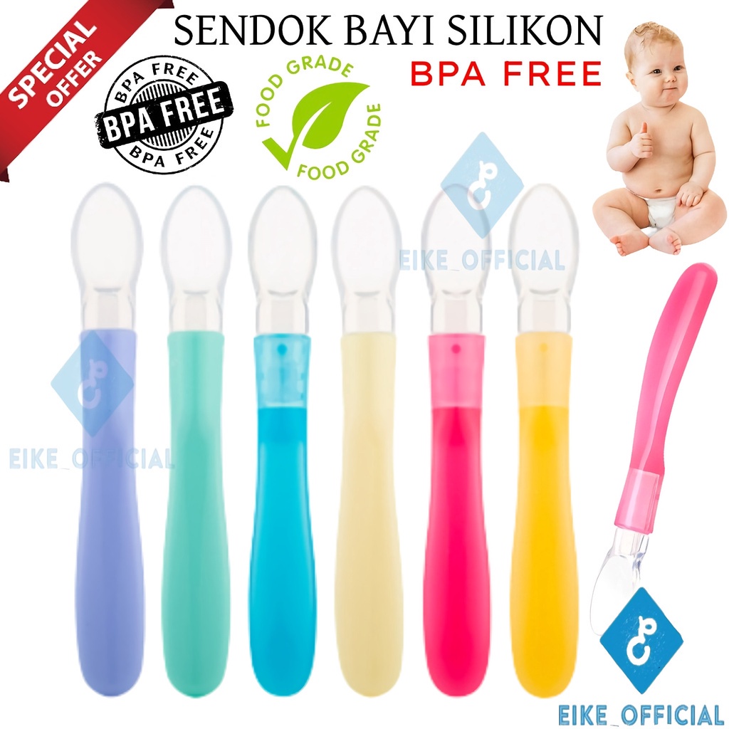 [EIKE] SENDOK MAKAN BAYI SILIKON FOOD GRADE SAFETY / SENDOK MAKAN BABY LENTUR / BABY SPOON SILICONE