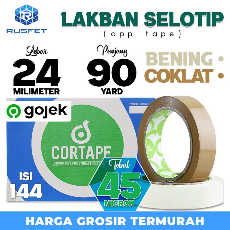 

Lakban isolasi Solatip 24mm x 90y OPP Tape Cortape Varian OJOL / DUS