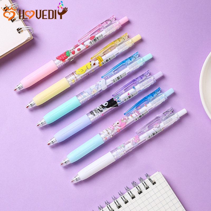 0.5mm Alat Tulis Menulis Siswa Gadis Lucu Pena Tulisan Hati Pena Hitam Netral Perlengkapan Kantor Sekolah Kartun Sanrio Press Pen Press Type Signature Pen