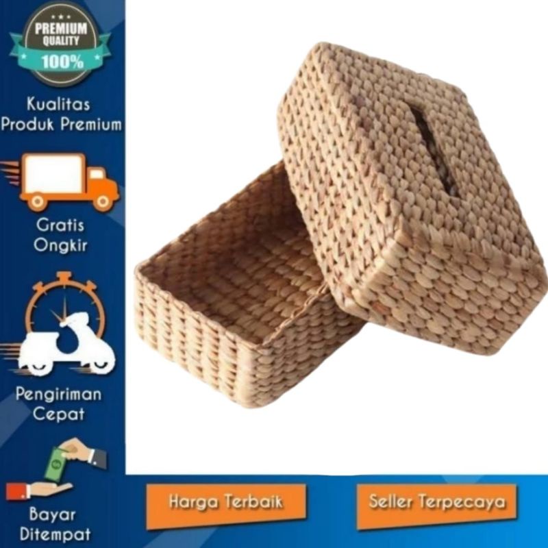 WADAH TISU ECENG GONDOK - TEMPAT TISSUE ANYAMAN KERAJINAN TANGAN LOKAL