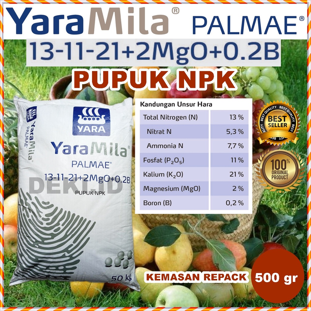 Pupuk NPK YaraMila 13 11 21 S Palmae 500 gr Kemasan Repack Plus Magnesium Boron