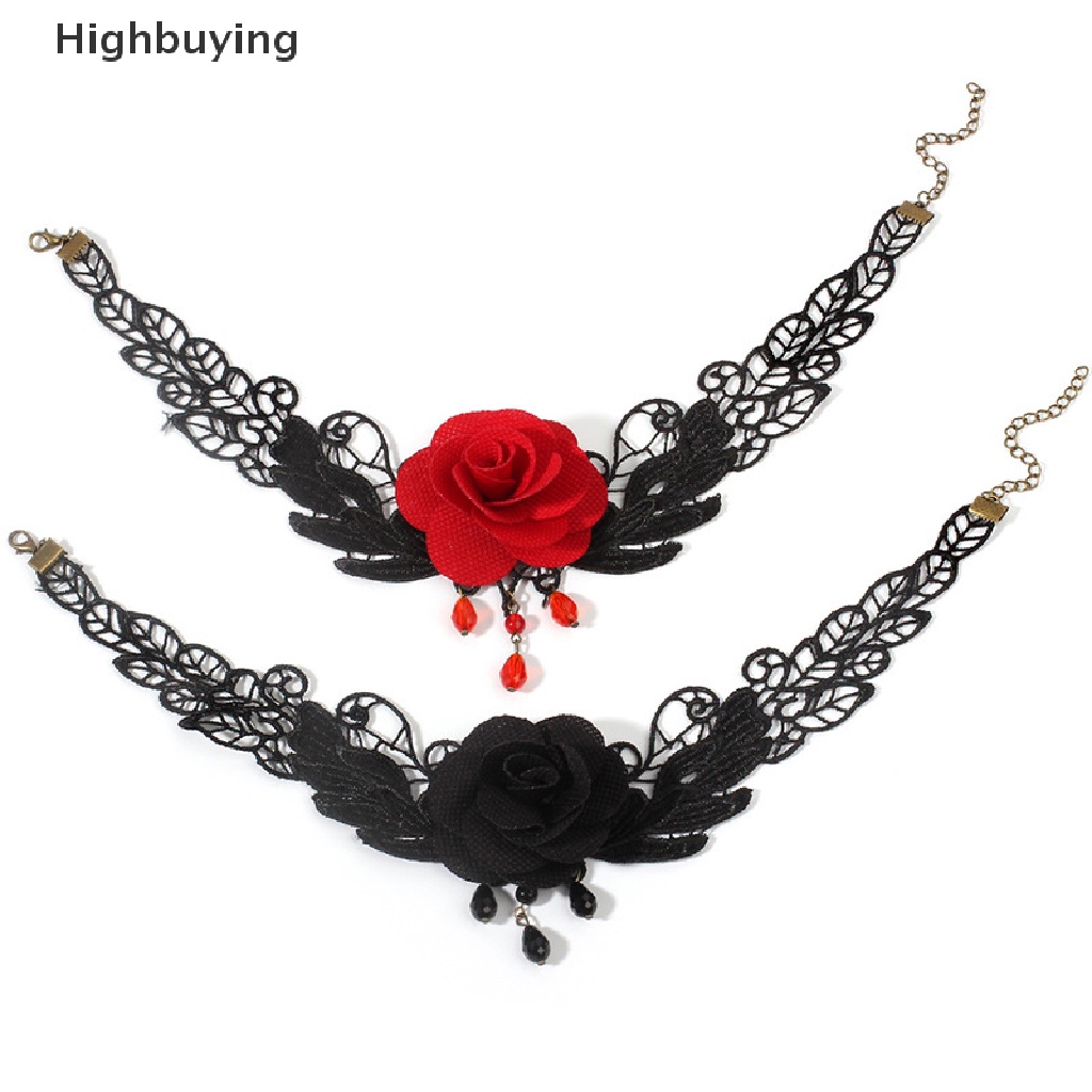 Hbid Retro Gothic Punk Renda Multilayer Choker Kerah Bib Liontin Kalung Wanita Baru Glory