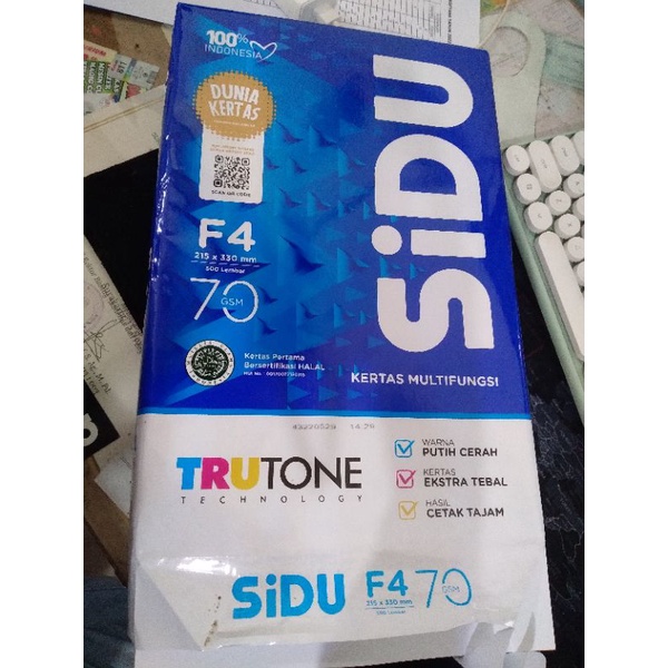 

KERTAS HVS SIDU F4 70GSM ECERAN (25 LEMBAR) (100 LEMBAR) KERTAS PUTIH