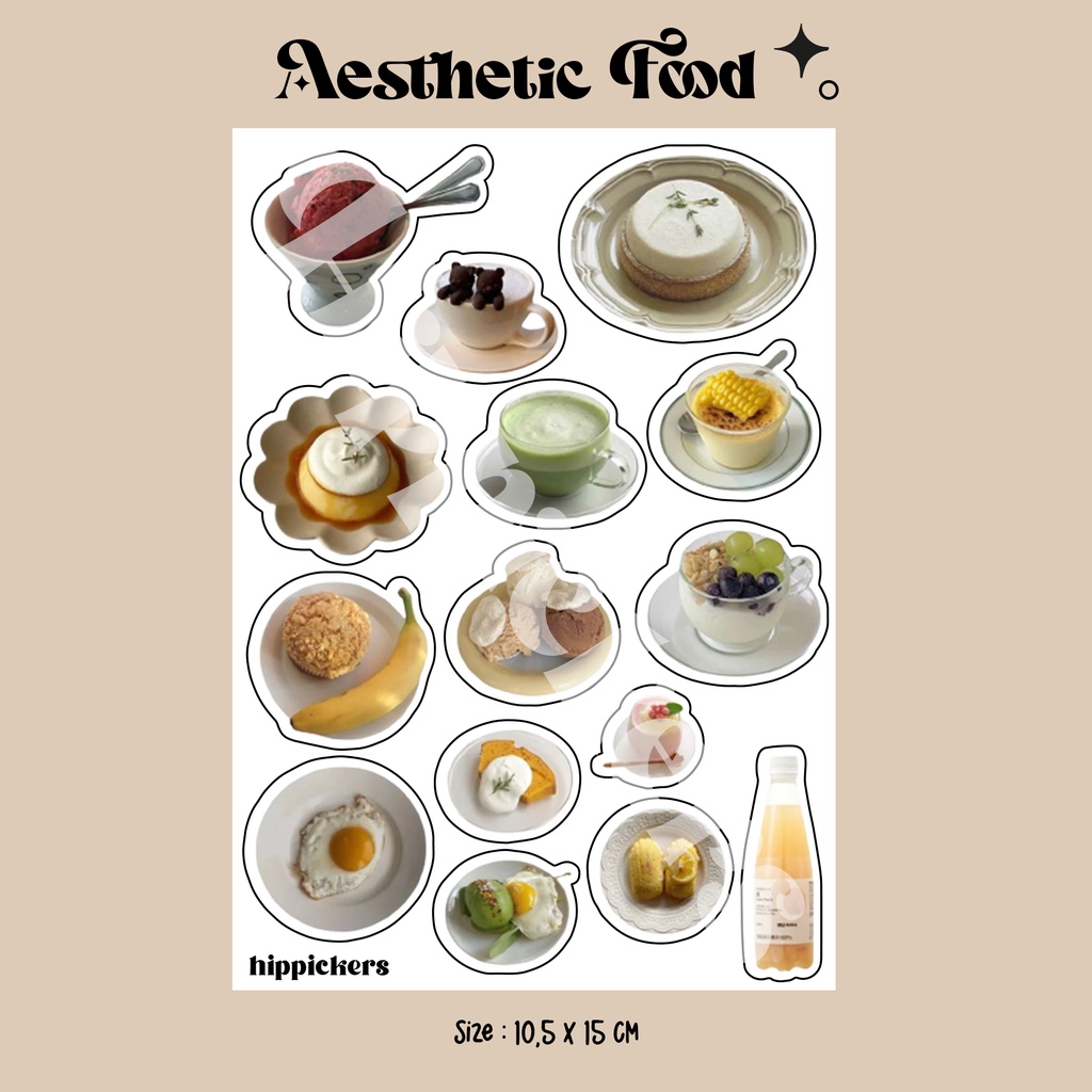 

(hippickers) Aesthetic Food Vynil Sticker Waterproff