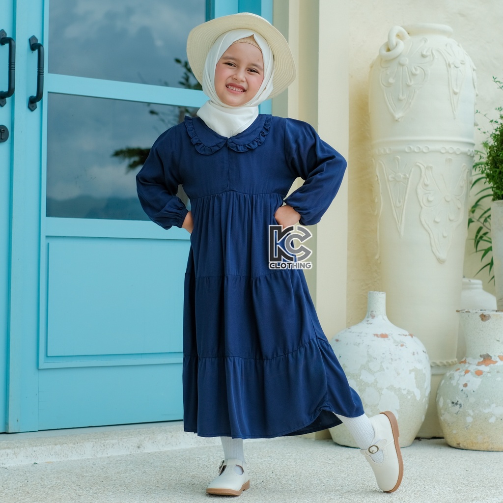 Gamis Baju Muslim Anak Perempuan Polos Umur 4-17 Tahun Katun Twill Premium