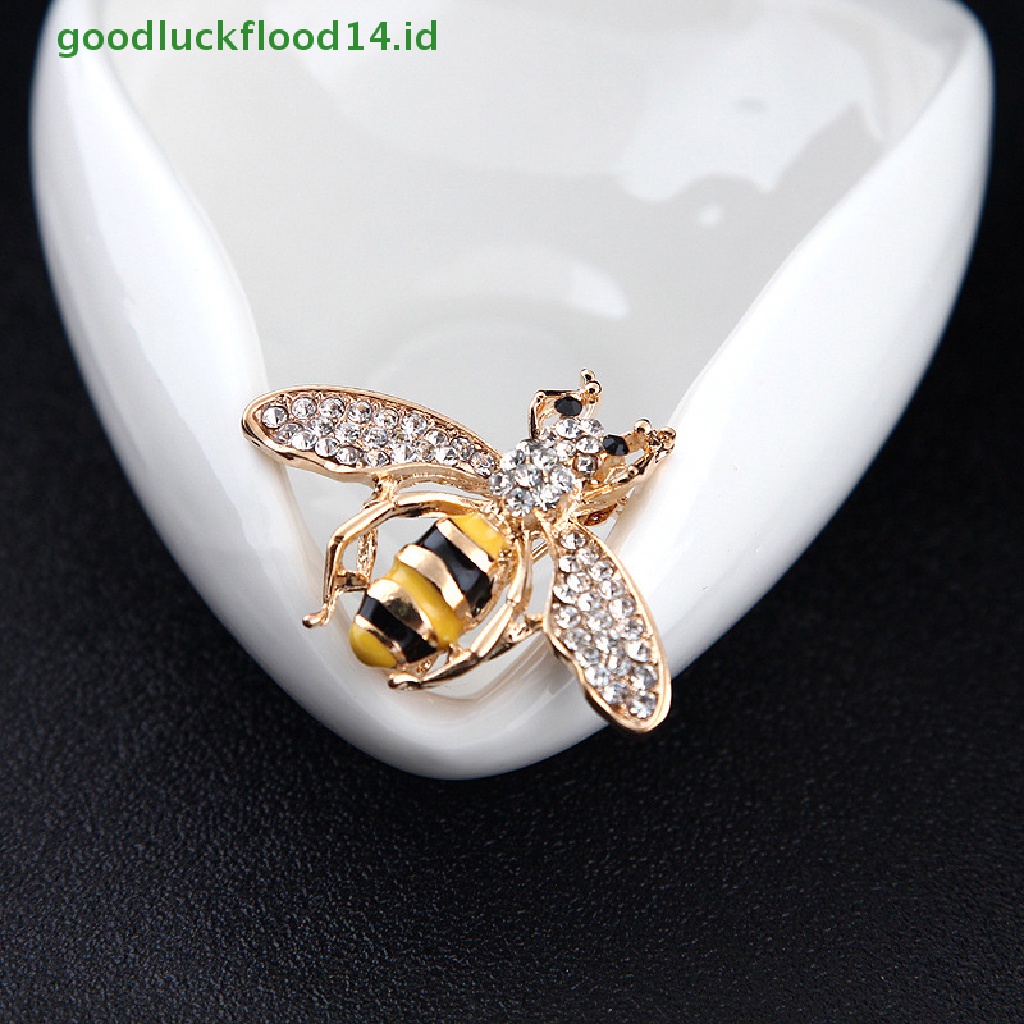 [GOOGFOUR] Mode Enamel Kristal Lebah Bumblebee Serangga Bros Pin Korsase Perhiasan Elegan [TOP]