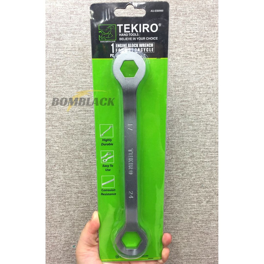 TEKIRO Kunci Blok Mesin 17 x 24mm Bengkok 10 inch Kunci Block Motor Kunci Tutup Klep