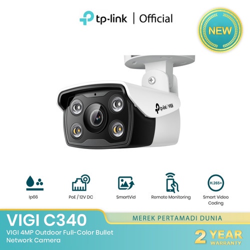 TP-LINK VIGI C340 VIGI 4MP Outdoor Full-Color Bullet Network Camera