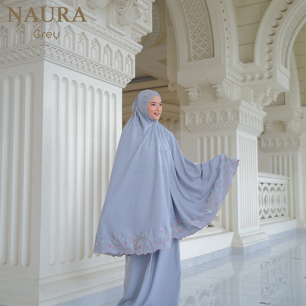 Mukena Dewasa Kain Katun Bordir Naura by Nazihah | Ibadah Nyaman dan Elegan [COD]