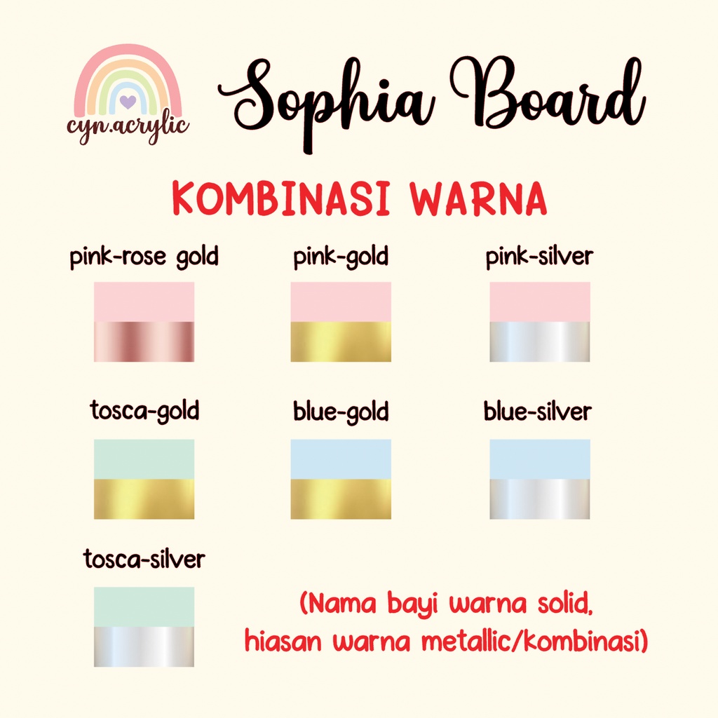 SOPHIA BOARD HOSPITAL BOARD PLYWOOD PREMIUM MEWAH BABY NAME NEWBORN PROPERTI FOTO