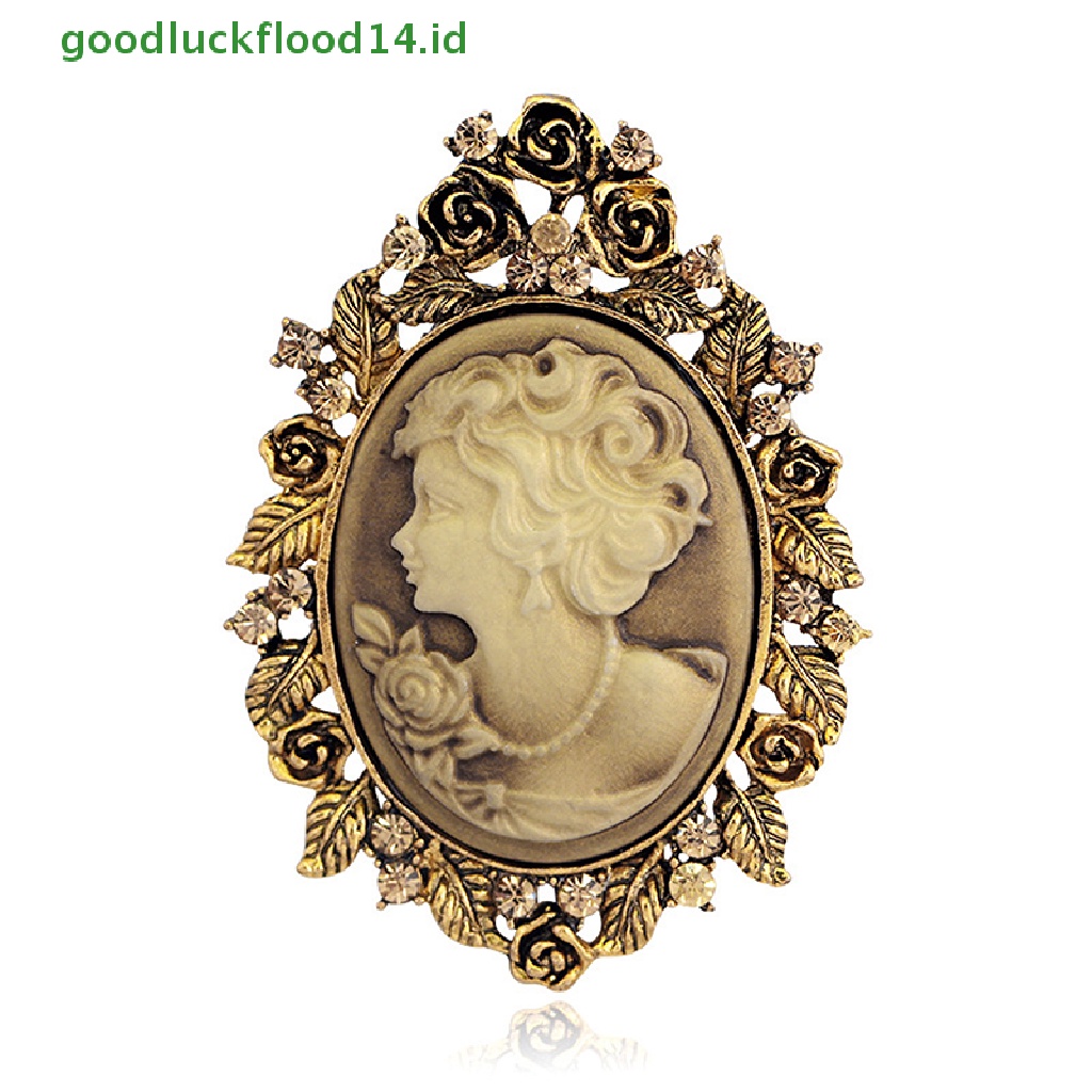 [GOOGFOUR] 1x Vintage Cameo Victoria Gaya Kristal Pesta Pernikahan Wanita Liontin Bros Pin [TOP]