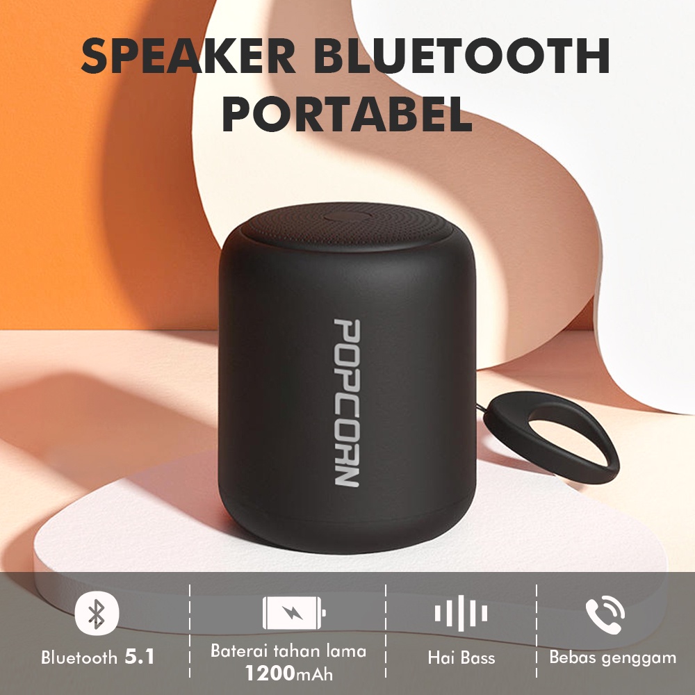 POPCORN Portable Speaker Bluetooth 5.1 Stereo Speaker Built-In Call Mikrofon Cocok untuk Pesta Musik/Camping/Gunung