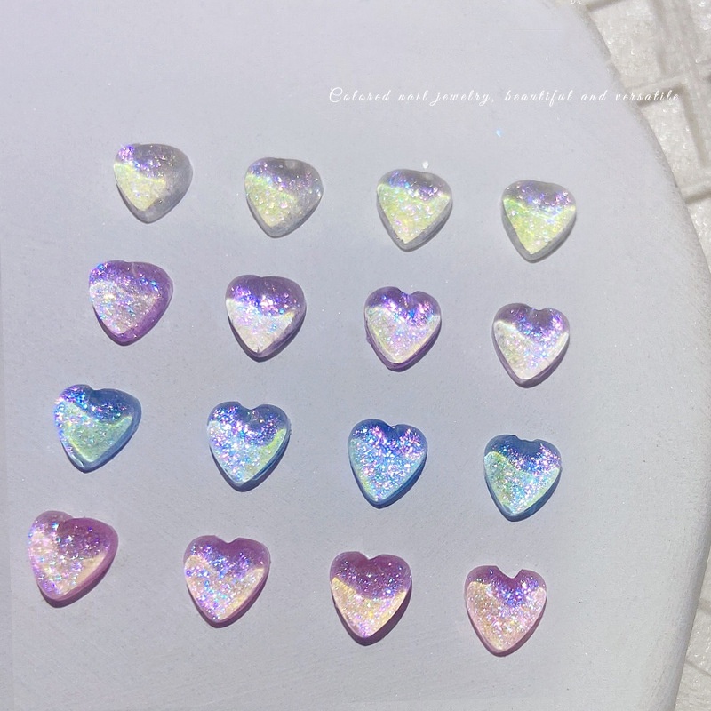 Dekorasi Kuku Bentuk Hati Aksen Mutiara Berlian Gaya Jepang Nail Art Diy