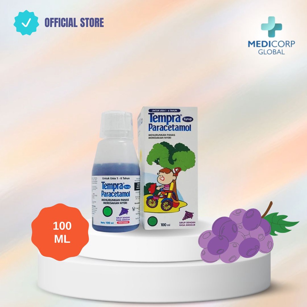 [MEDICORP] Tempra sirup obat penurun demam / panas bayi dan anak rasa anggur 100ml