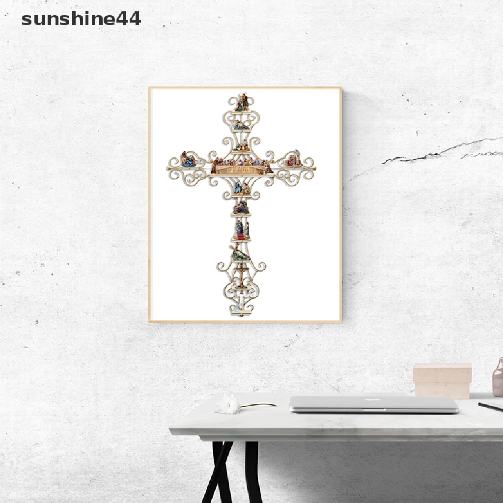 Stiker Salib Pajangan Sunshine The Life of Christ Wall Decal Aksesori Kitab Suci.