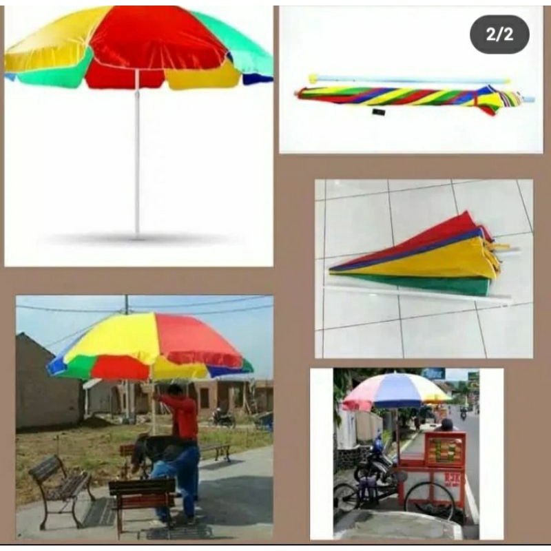 COD 800GR PAYUNG PENTOL 200CM JUALAN GEROBAK SERBAGUNA PANTAI JUMBO PAYUNG UV PELANGI
