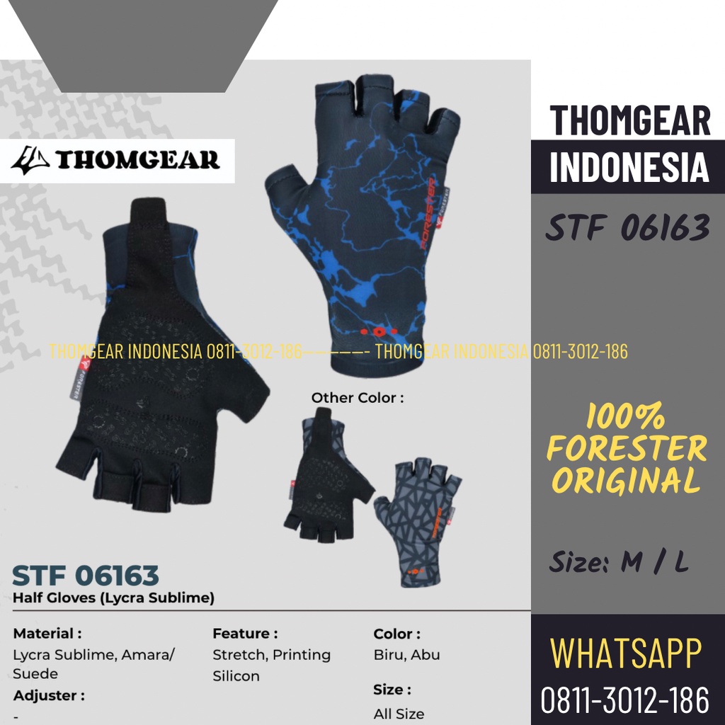 Sarung Tangan Half Glove Setengah Jari Gowes Sepeda Motor Berkendara Pria Wanita Cowok Cewek Forester Stf 06163 - 100% Original Thomgear Paiton Probolinggo