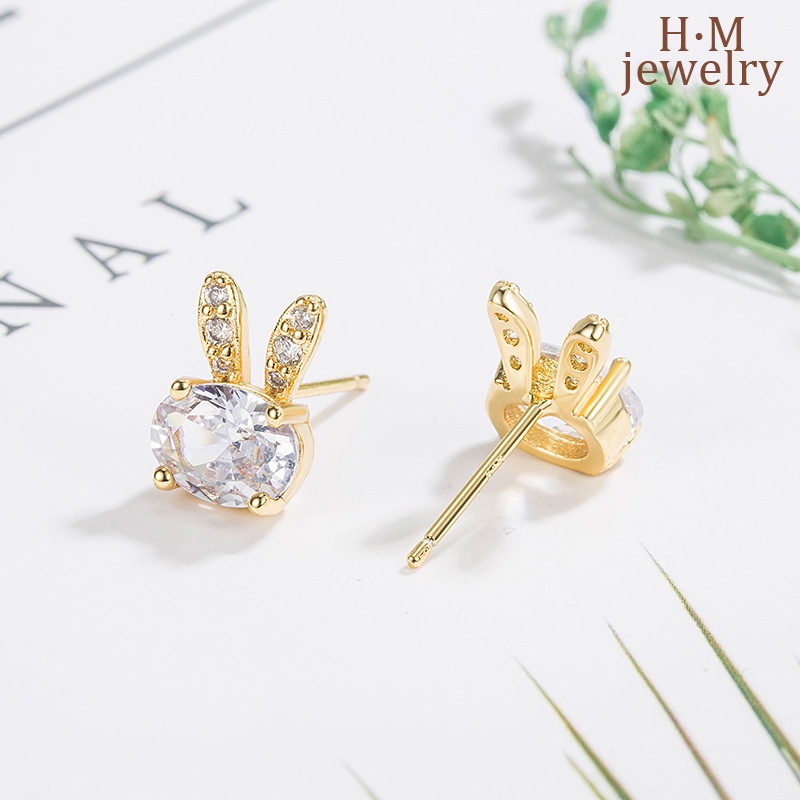 Anting Tusuk Zirkon Bunny AAA Anting Mewah Ringan Anting Kelas Atas2023Baru