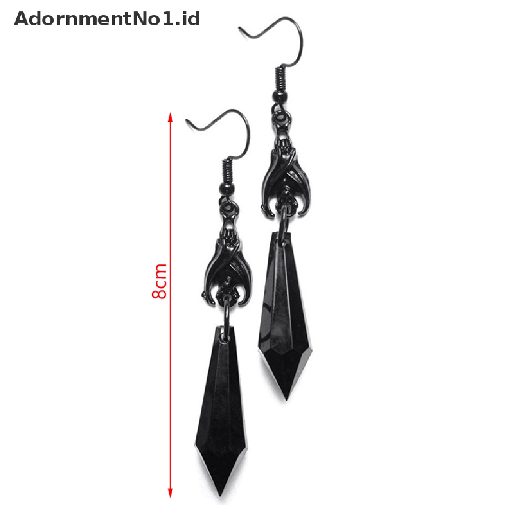 [AdornmentNo1] Anting Kelelawar Hitam Dengan Manik-Manik Teardrop Merah, Anting, Perhiasan Gotik, Perhiasan Alternatif, Hadiah Gotik Untuknya, Kekasih Kelelawar, Halloween [ID]