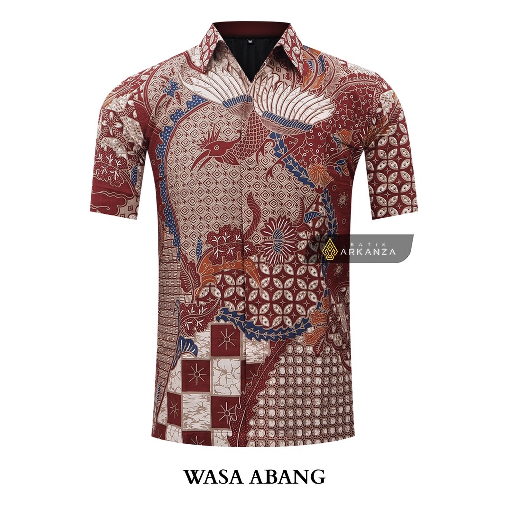 BATIK ARKANZA Motif WASA ABANG Hem Atasan Kemeja Baju Batik  Cowok Laki Laki Slimfit Full Lapis Furing Lengan Panjang Lengan Pendek Original Asli gudangarkanza_0803