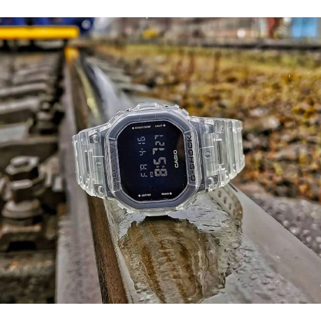 Casio Gshock DW-5600 DW-5600-SKE-7 SKELETON GREY &amp; WHITE POWER SAVE/AUTO LIGHT FUNCTION