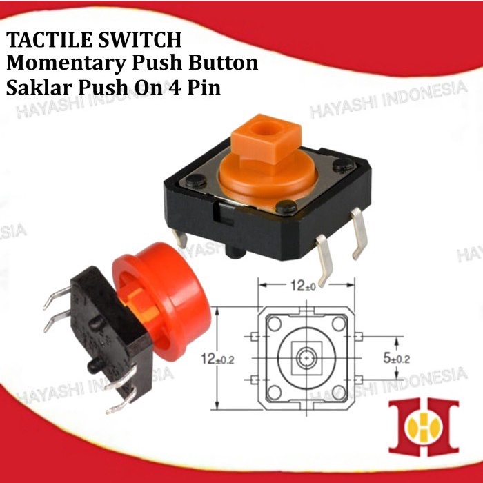 Omron OEM Push Button B3F 4055 12x12x7.3 Tutup Tactile Tach Switch 4P-50pcs