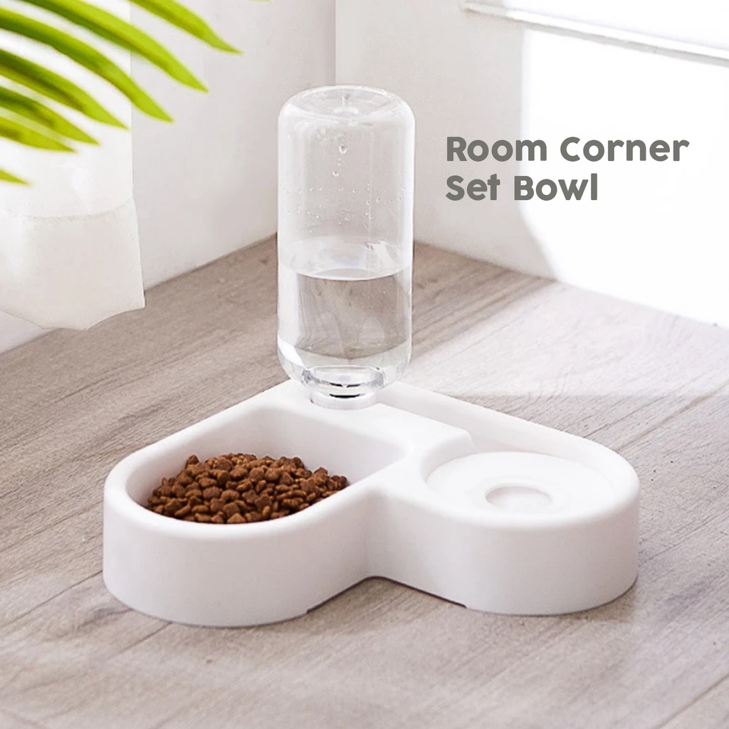 Room Corner Set Bowl - Tempat Makan Minum 1 Set Kucing Anjing - Dog Cat Set Bowl Sudut Ruangan