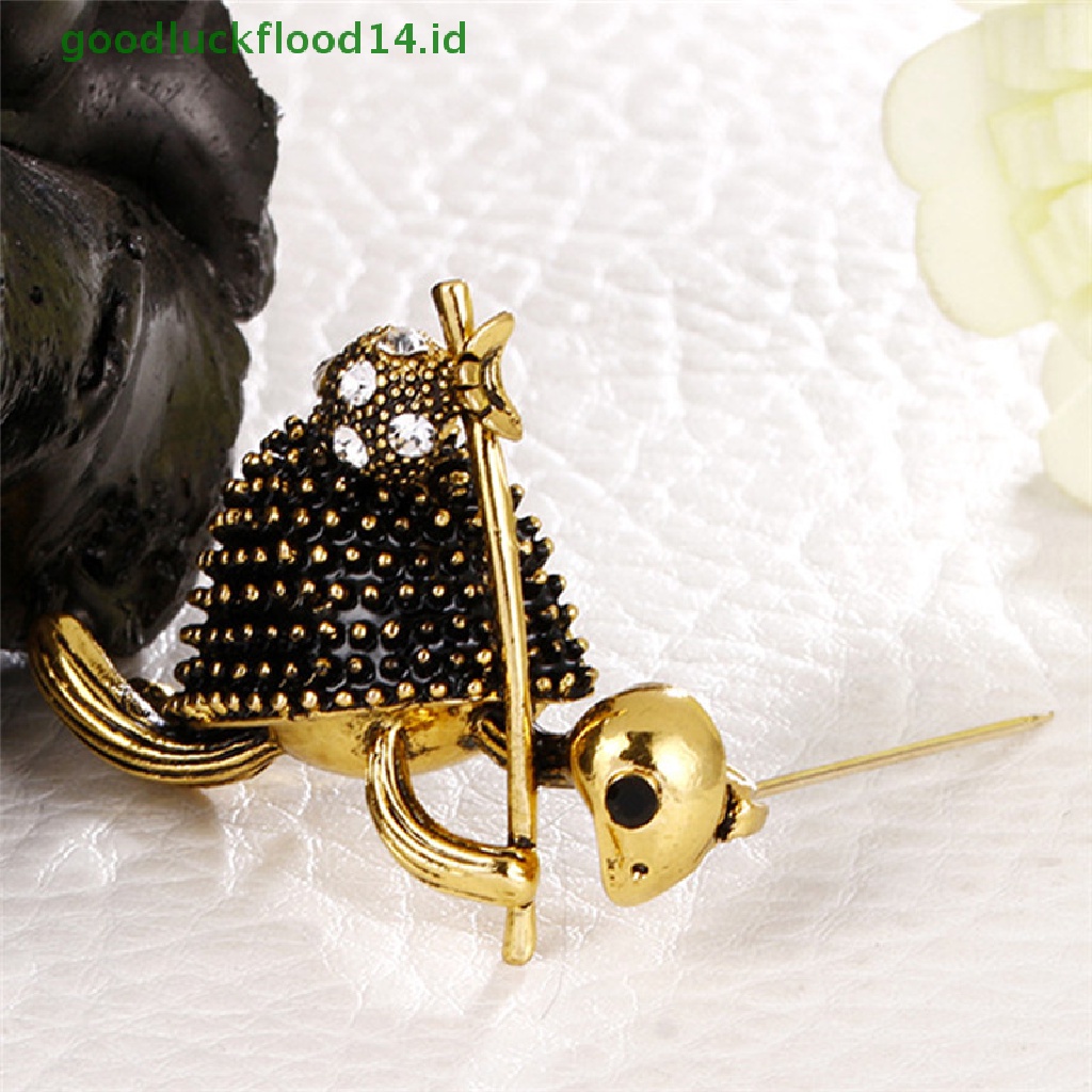 [GOOGFOUR] Enamel Turtle Bros Pin Kristal Hewan Bros Jas Kerah Pin Unisex Perhiasan [TOP]