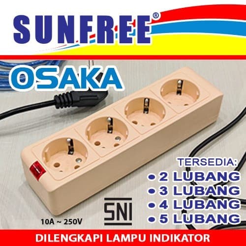 Sunfree Stop Kontak Arde 4 Lubang Tanpa Kabel SNI Ekonomis
