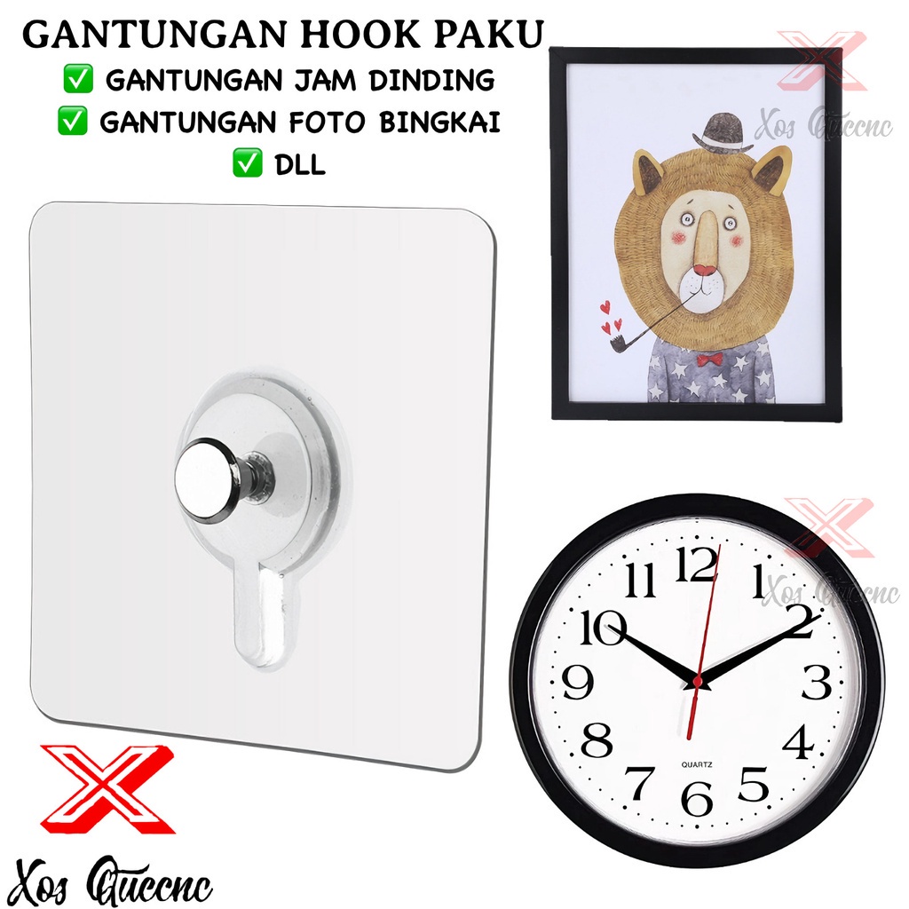 [XOQ] Gantungan Hook Tempel Baut Paku / Perekat Tempel Jam Dinding Dan Bingkai Tanpa Bor