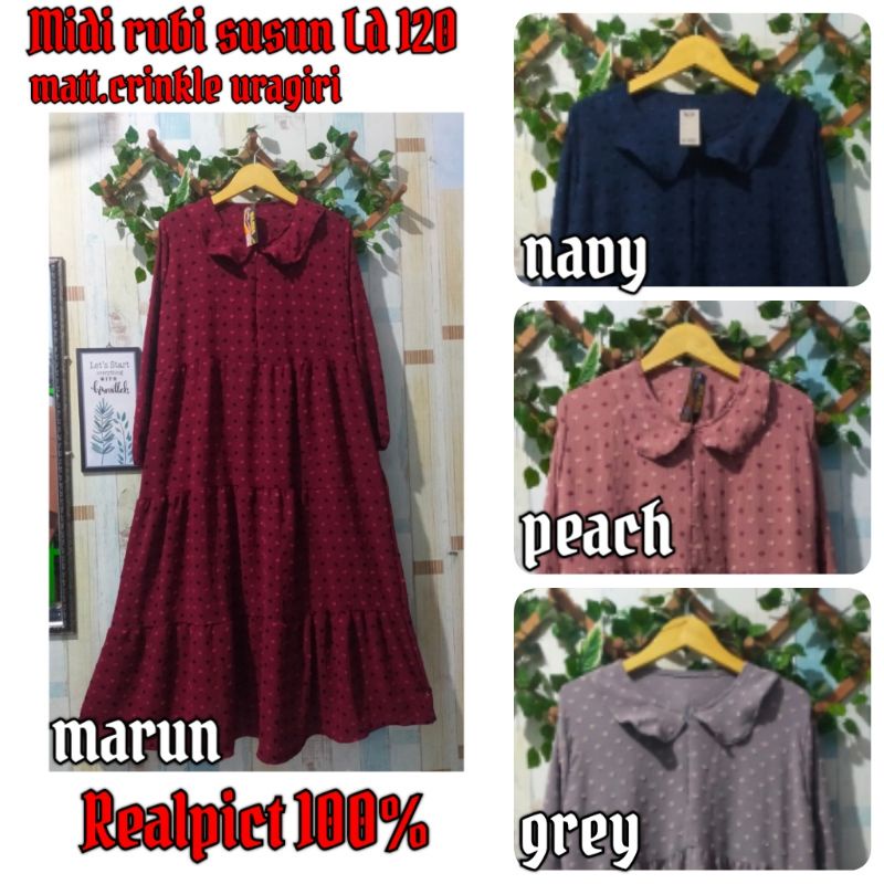 LD 120 MIDI DRESS RUBIAH JUMBO/MIDI DRESS CRINKLE URAGIRI JUMBO/GAMIS CRINKLE URAGIRI JUMBO/GAMIS BI