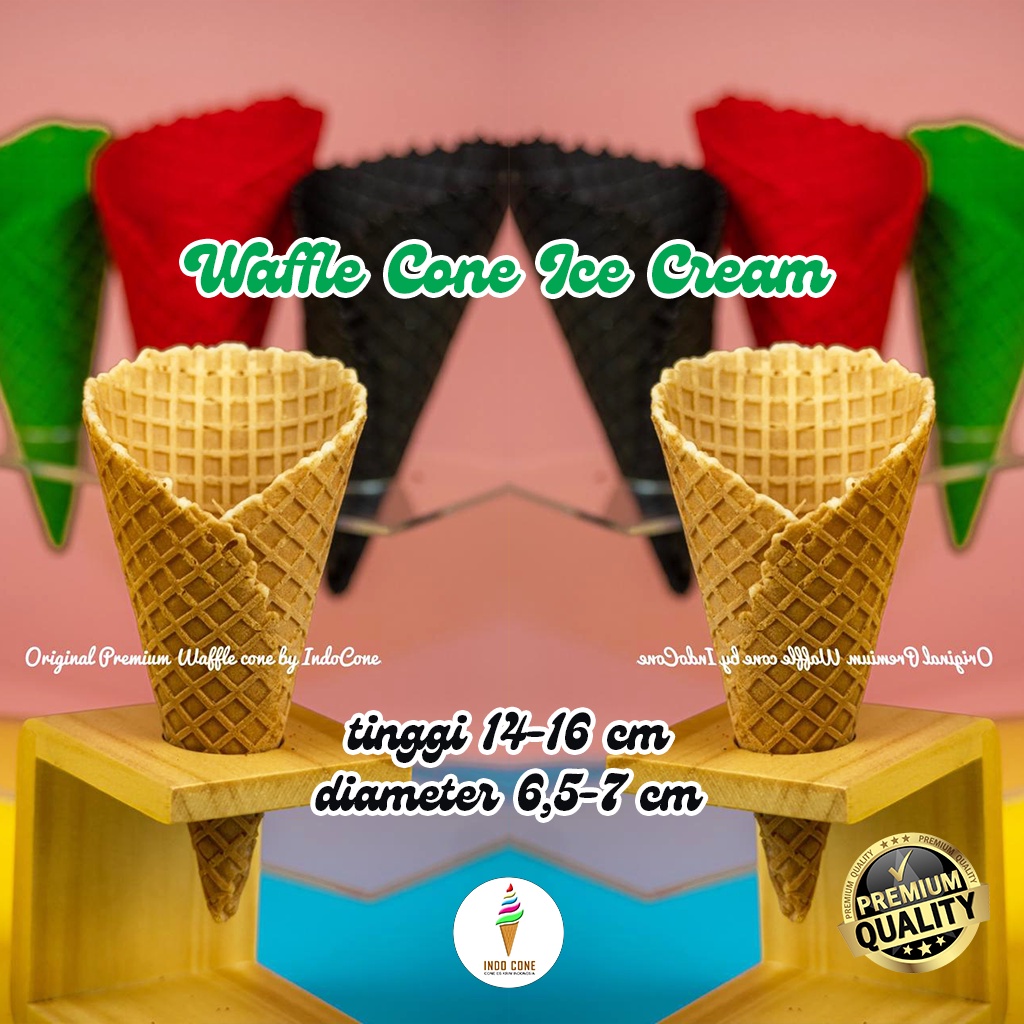 

Large Waffle Cone Ice Cream Colour / Sweety Kon Es Krim Kerucut Besar Warna Warni Gelato Premium