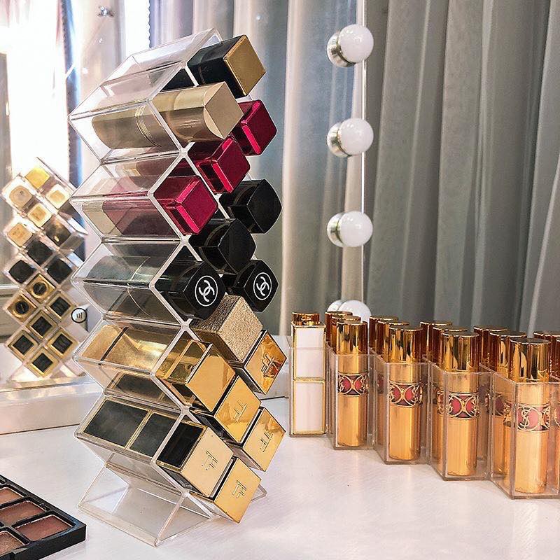 Rak Lipstik Acrilic 16 Sekat / Rak Make Up Akrilik Lipstic Hoolder 16 Sekat