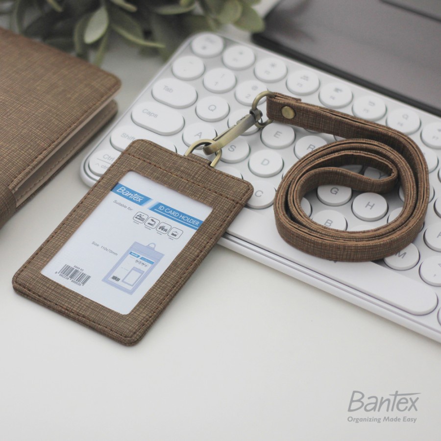 Bantex Name Tag ID Card Holder Kulit Brown 8869 03 Tali lanyard ( pcs )