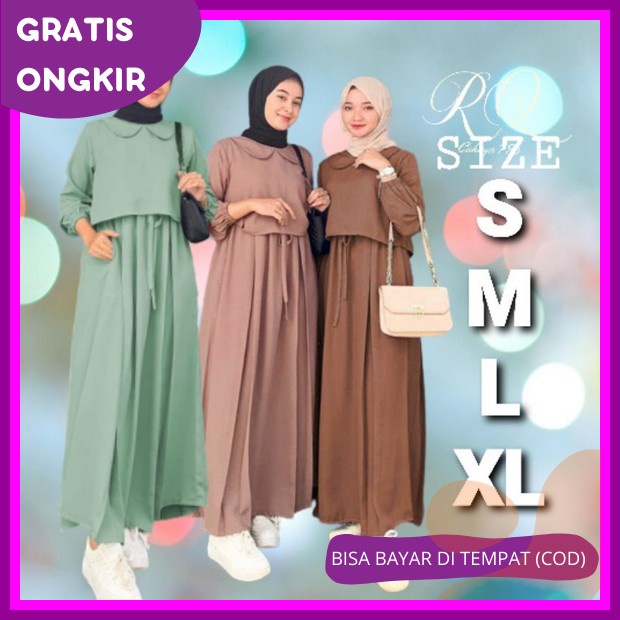 Keysa Set Gamis Wanita Dewasa Terbaru 2022 Elegan Gamis Remaja Kekinian Viral Gamis Modern Lebaran M