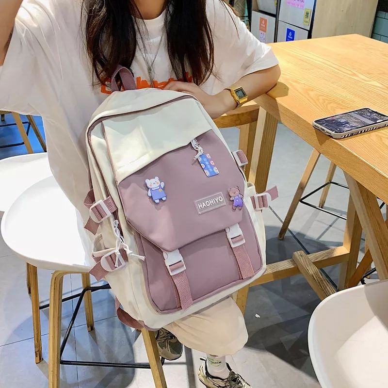 Ransel Wanita Terbaru 2023 Model Korea Lucu Aksesoris Pin Tas Backpack Remaja Siswa