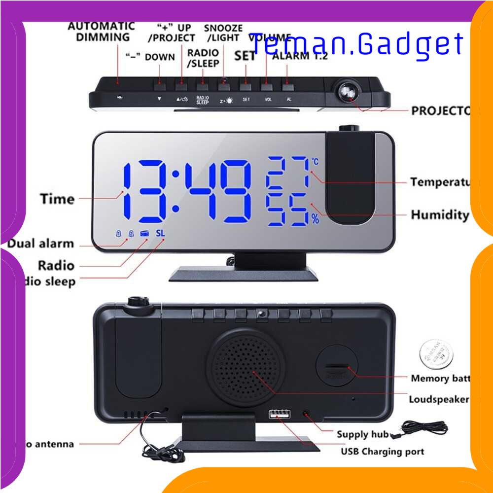 TG-PJM Ruyun Jam Alarm Digital Proyektor Temperature Humidity FM Radio - EN8827