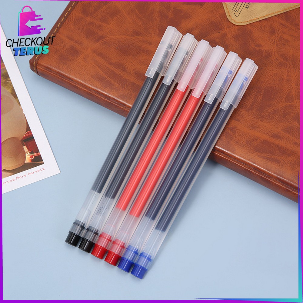 CT A46 Pena Gel Alat Tulis Pulpen 0.5mm Motif Polos Perlengkapan Sekolah Ballpoint Simple Pulpen Cair Kantor Import