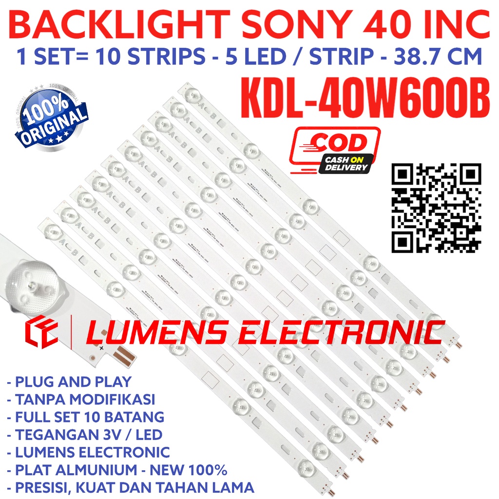 BACKLIGHT TV LED SONY 40 INC KDL 40W600 40W600B 40W KDL40W600 KDL40W600B LAMPU BL 5K 3V KDL-40W600 K