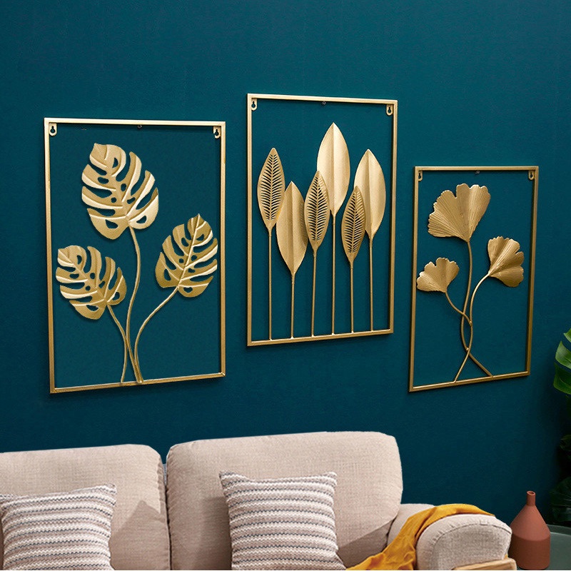 WallDecor Hiasan Dinding Frame Metal Gold WALL Decor Nordic Daun Leaf Ginko Scandinavian