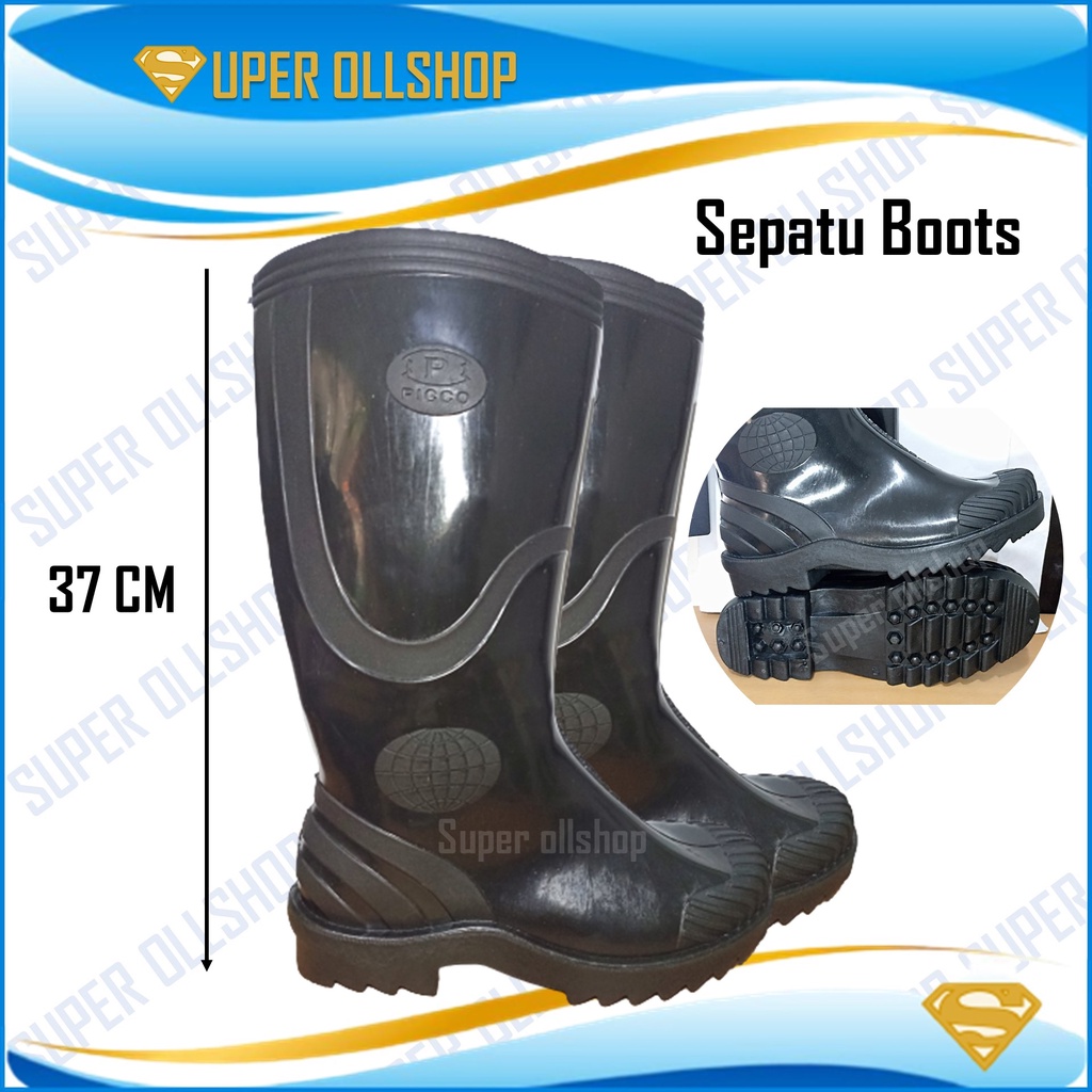 Sepatu Boots Berkebun Sawah Bangunan Anti Air Boot Kerja Proyek Spatu Bot Karet Anti Slip Boat Sapatu But Petani Bots Kebun Warna Hitam Murah