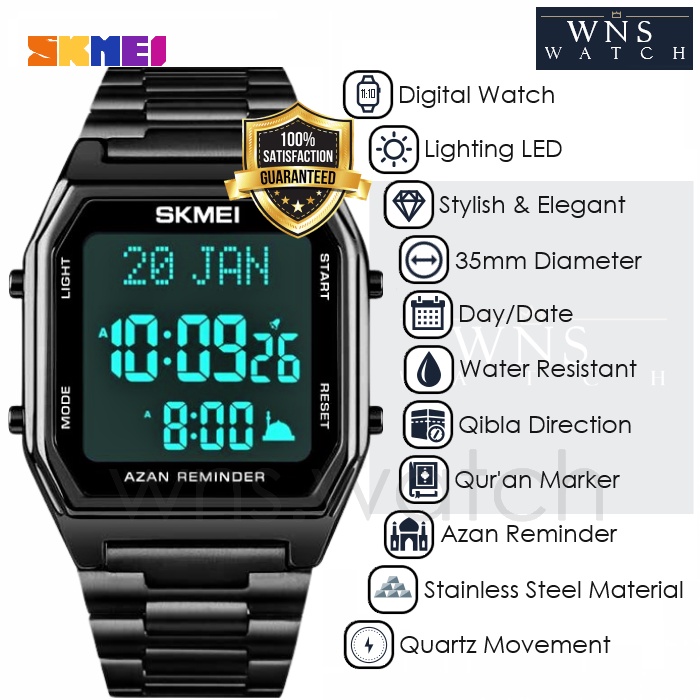 [LIMITED] Jam Tangan Digital Pria Original Muslim Qibla Wristwatch Penunjuk Arah Kiblat Waktu Adzan 