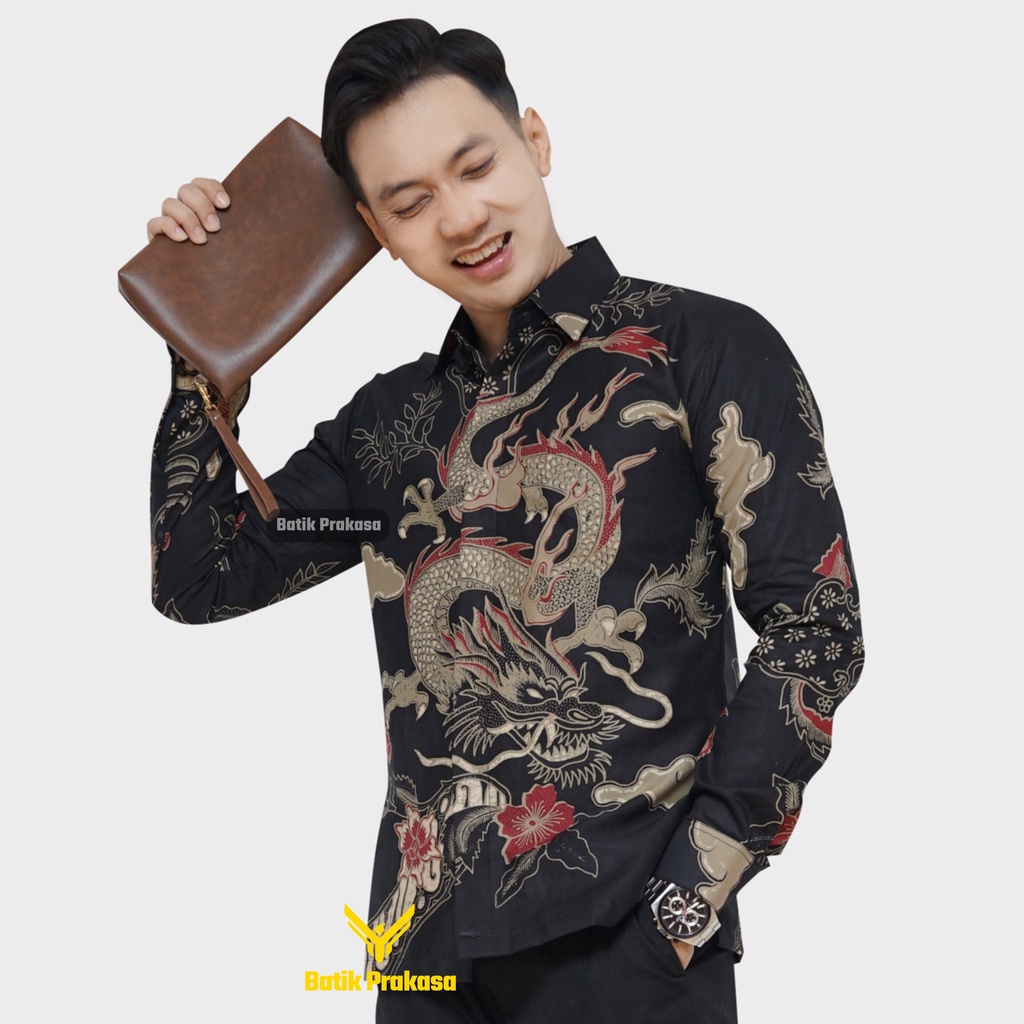 Kemeja Batik Prakasa Motif nagabaya Slimfit Lengan Panjang Batik Solo