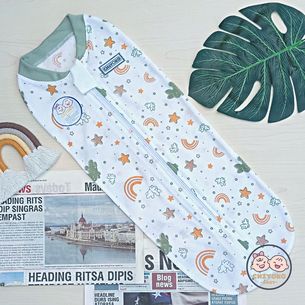 3 pcs Bedong INSTAN RESLETING Bayi Baru Lahir SERIAN HIJAU / Bedong Bayi INSTAN Serian Hijau Chiyoko Baby