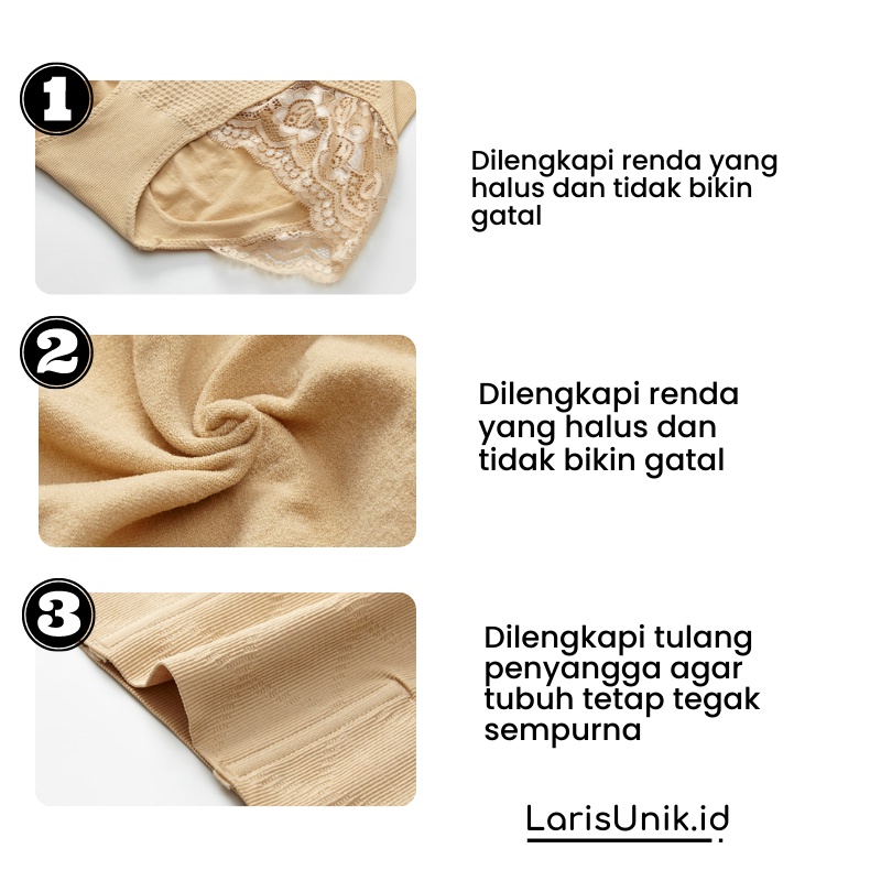 Celana Dalam Korset Waist Slim Pants Renda Munafie Long Lace Pembakar Lemak Perut