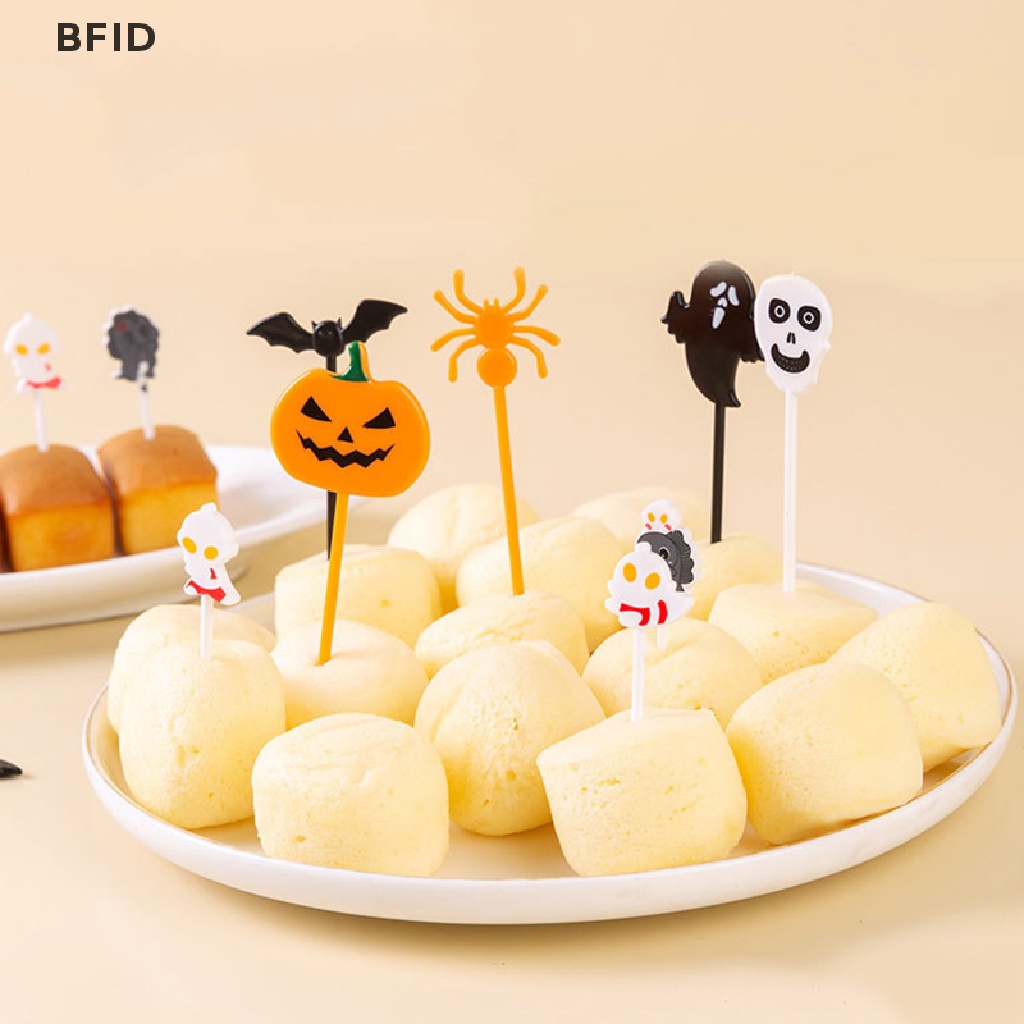 [BFID] 6/10pcs Halloween Set Garpu Buah Ultraman Garpu Plastik Tusuk Gigi Kue Portable [ID]