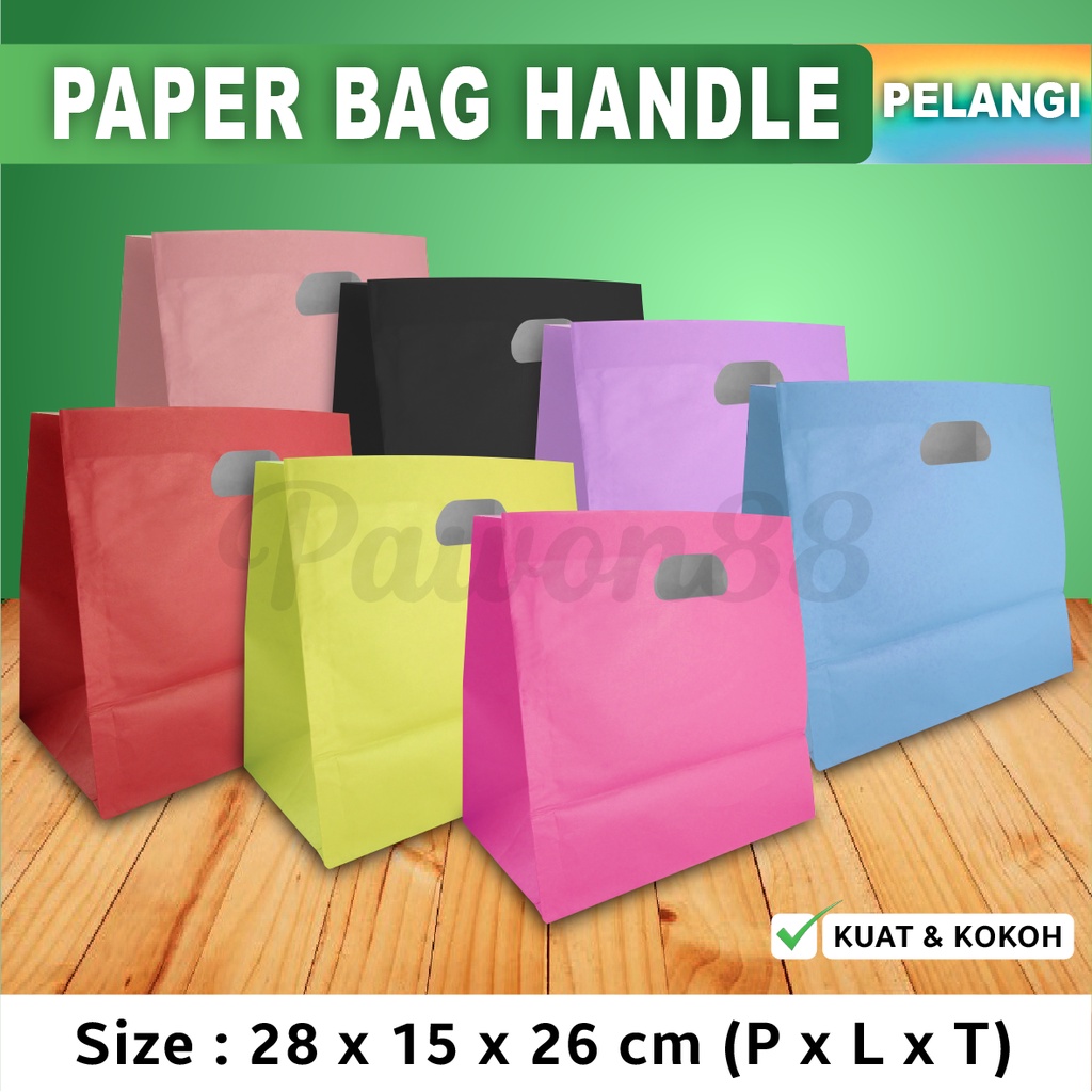 

Paper Bag Polos - Paper Bag HANDLE - PELANGI 28x15x26 cm (20 pcs)