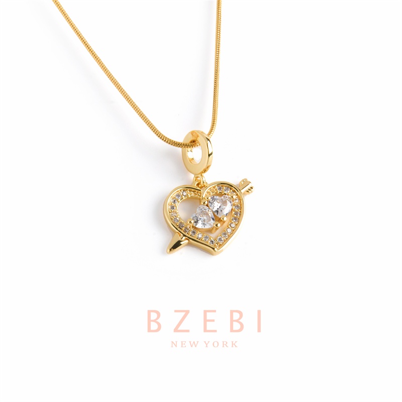Bzebi Kalung Emas 18k, Kalung Baja Titanium, Kalung Liontin Berlian, Anti Karat, Aksesoris Fashion Wanita, Perhiasan Gaya Korea Hadiah Ulang Tahun Dengan Kotak Eksklusif 1116n