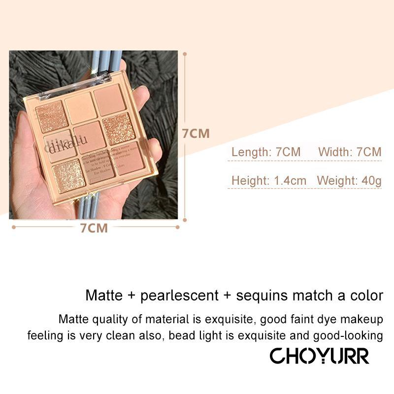 【COD】DIKALU Eyeshadow Glitter Pallete Matte Palet 9 Warna Waterproof Korea Eyeshadow Premium Import Original -CH